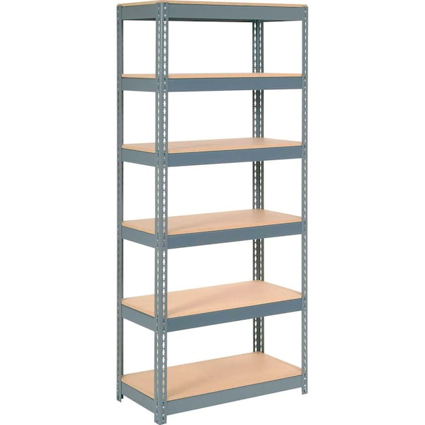 Extra Heavy Duty Shelving 36W x 18D x 84H With 6 Shelves, Wood Deck, Gry